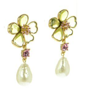 Oscar de la Renta Cloudy Resin Pearl Drop Earrings